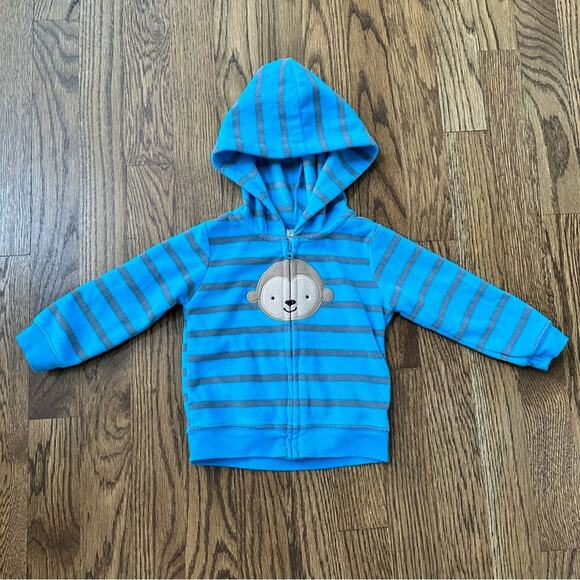 Carter’s fleece monkey hoodie, size 6-9M - Picture 1 of 5